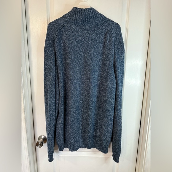 Eddie Bauer Men’s 3/4 Zip Navy Blue Stripped Long Sleeve Pullover Sweater - XXL - Picture 4 of 9